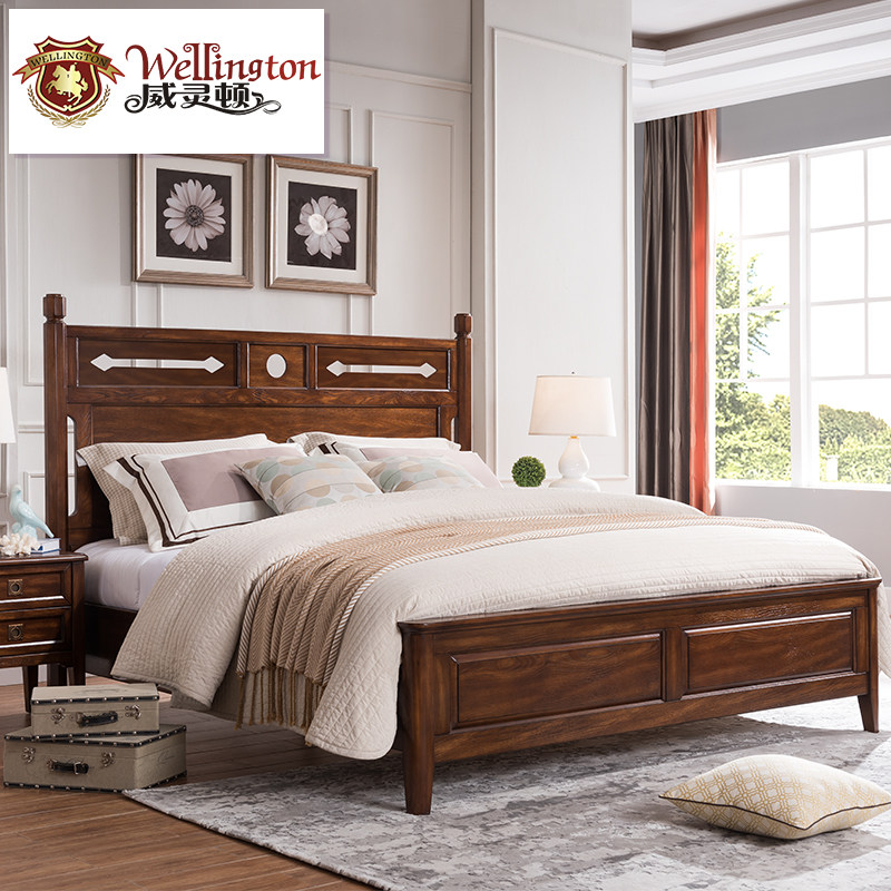 威灵顿简约美式实木床现代轻奢卧室床简美主卧双人床1.8米a608-20