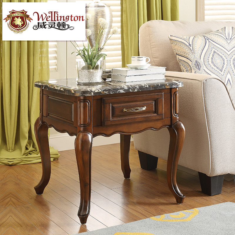 威灵顿家具 美式实木边几角几电话几欧式客厅沙发边桌方几n602-10