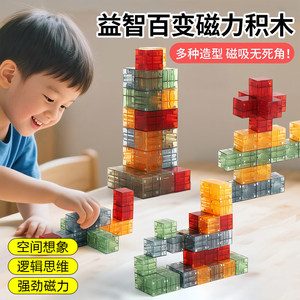 磁力积木儿童早教益智思维纯色方