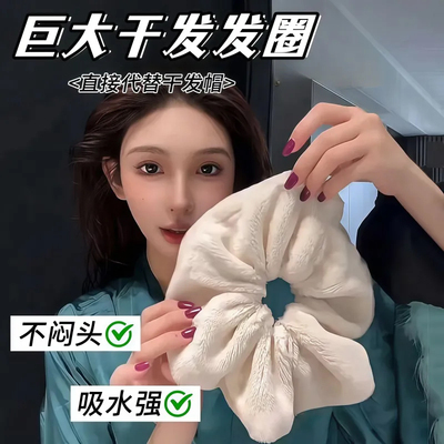 超大毛巾吸水干发大肠发圈气质丸子头发绳头发带毛绒洗脸头饰发饰