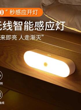 人体感应小夜灯智能充电式声控灯家用无线过道墙壁起夜楼道感应灯