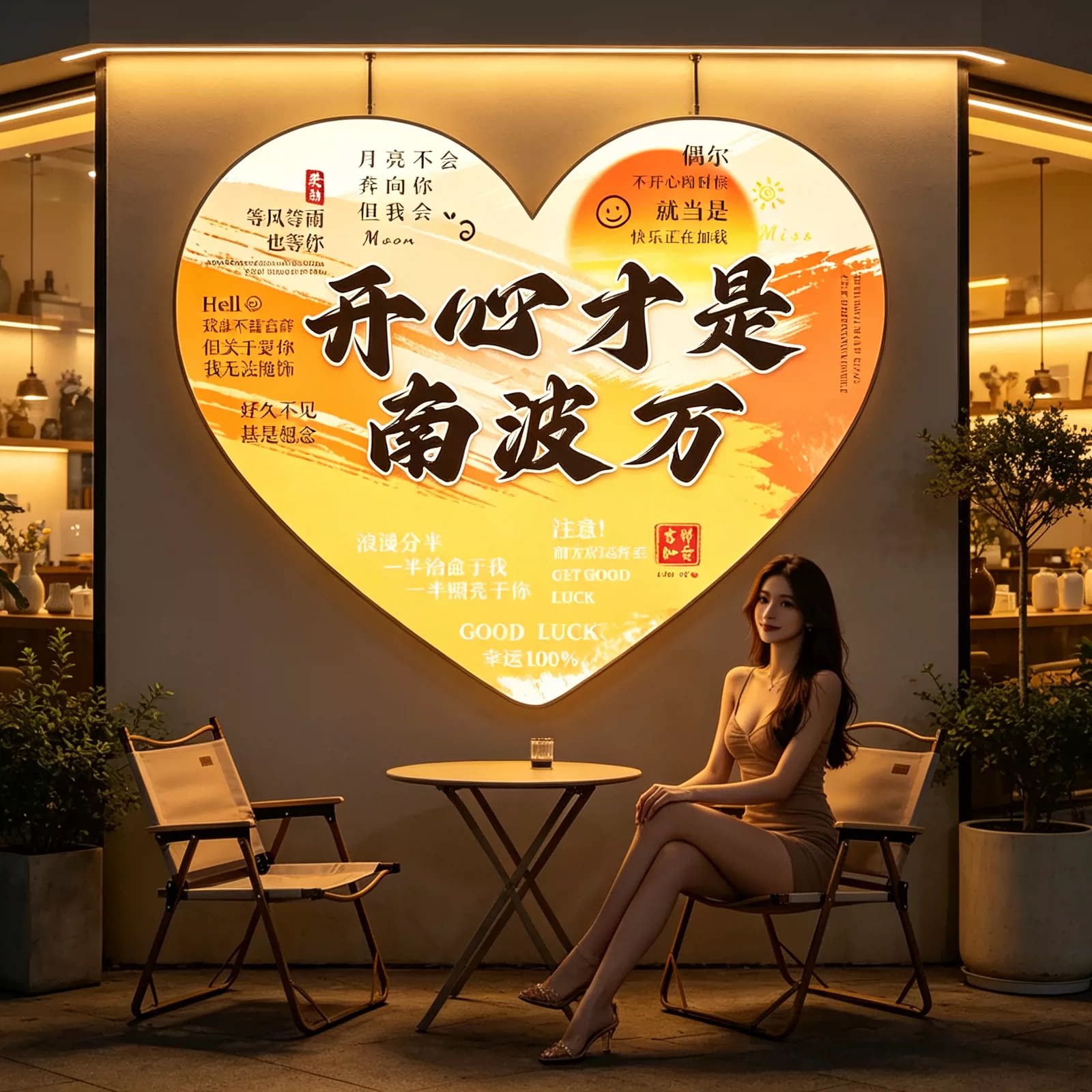 LED爱心灯箱墙面装饰广告牌店铺氛围灯箱户外防水发光字招牌