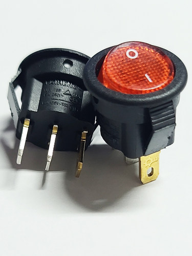 小型圆形开关TAIHENG大功率大电流15A船型开关开孔15mm红色带灯