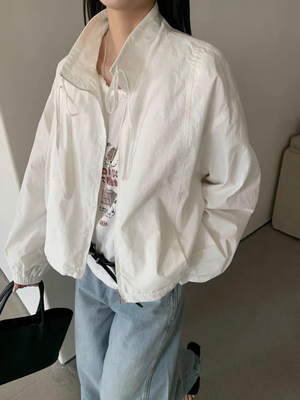 卡蔓KMS30121春夏轻薄防晒上衣女立领抽绳宽松长袖衬衣夹克外套