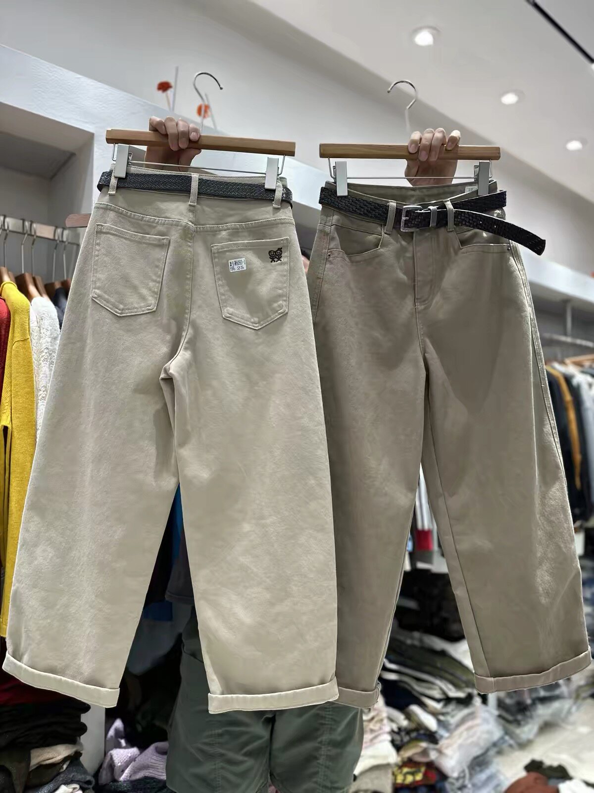 QZ千子正品韩版时尚高腰百搭哈伦牛仔裤女冬季加绒宽松九分阔腿裤