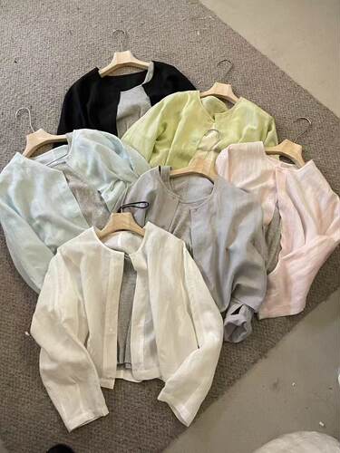 in.11两件套长袖防晒衫夏休闲短款显瘦圆领衬衫薄外套配针织吊带