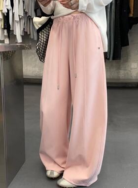 QBS1053阔腿裤女2026春季新款高腰显瘦宽松休闲百搭直筒拖地长裤