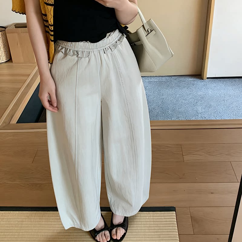卡蔓QZX10809韩国春薄款慵懒风显瘦阔腿宽松简约设计感休闲裤女