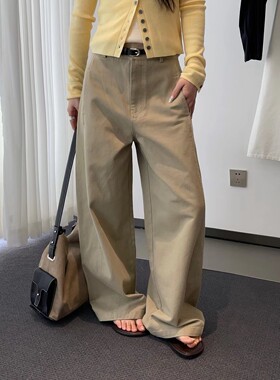 QBS1057阔腿裤2026春季新款高腰显瘦宽松休闲百搭直筒拖地长裤女