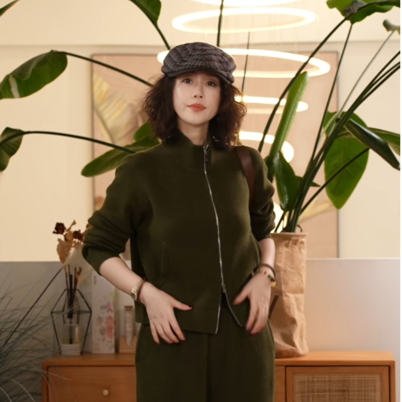 Y【叭哒不惑】 休闲日 绵羊毛立领休闲长袖拉链外套女百搭舒适