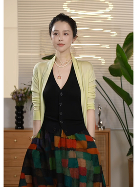 Y【叭哒不惑】松间月 桑蚕丝高级气质百搭针织开衫女时尚宽松上衣