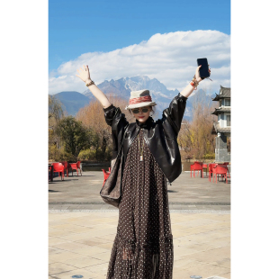 绵羊皮气质百搭皮衣外套简约时尚 原野 上衣立领 叭哒不惑