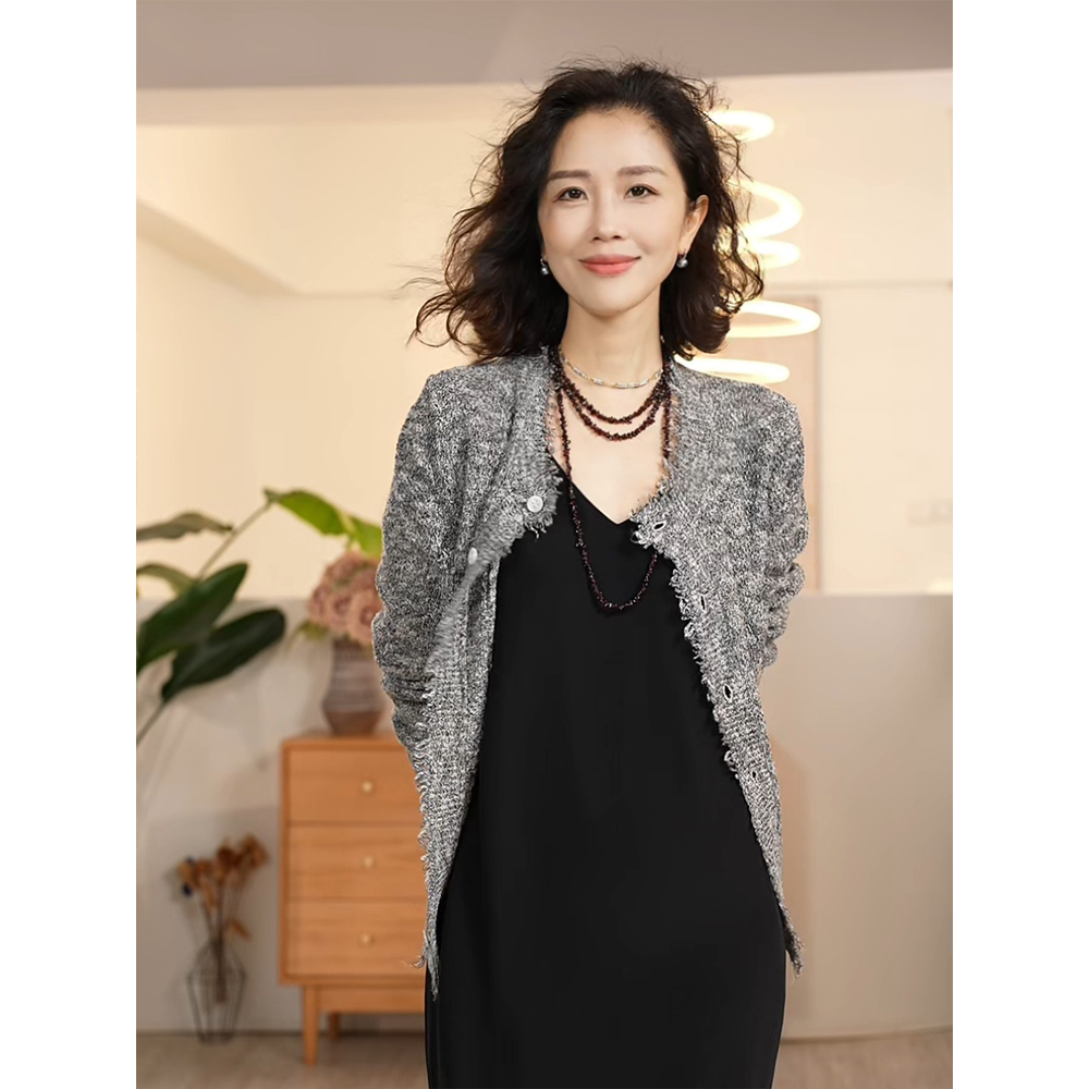 亚麻时尚气质百搭小香风针织衫