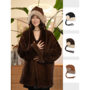 羊羔毛短绒毛绒帽子护耳显脸小保暖绑带帽 叭哒不惑