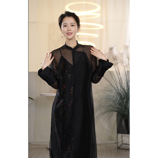 X【叭哒不惑】城楼 醋纤时尚休闲百搭中式连衣裙