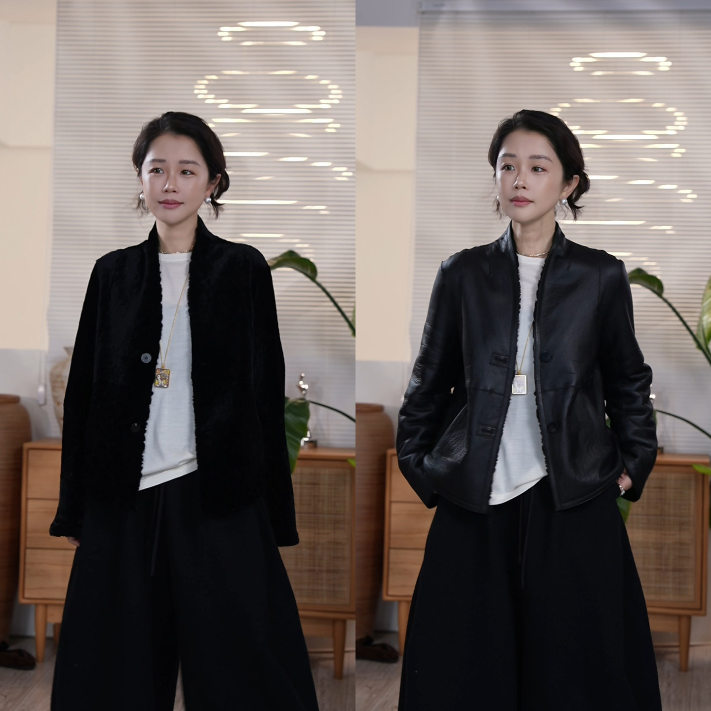 Y【叭哒不惑】 楚门世界 羊皮毛一体水波纹轻奢皮草外套女双面穿