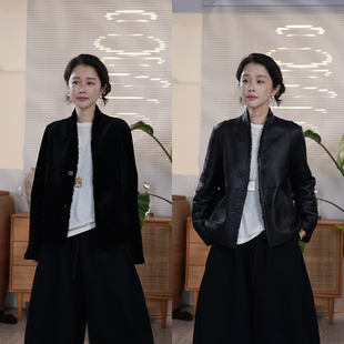 Y【叭哒不惑】 楚门世界 羊皮毛一体水波纹轻奢皮草外套女双面穿