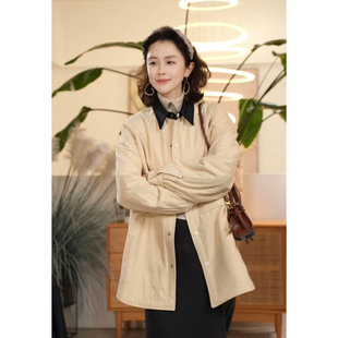 X【叭哒不惑】无言 柞蚕丝翻领简约百搭外套女休闲宽松时尚上衣