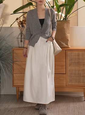 X【叭哒不惑】 浪平线 棉水洗牛仔半身裙女口袋设计显瘦百搭裙子