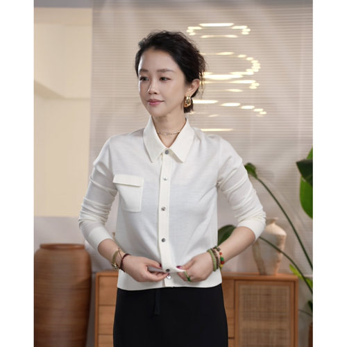 Y 【叭哒不惑】 入微2.0 扬子纱羊毛桑蚕丝显瘦翻领长袖针织衫女