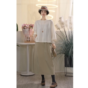 时尚 春分裙 松紧腰拉链显瘦百搭高腰半身裙女 叭哒不惑