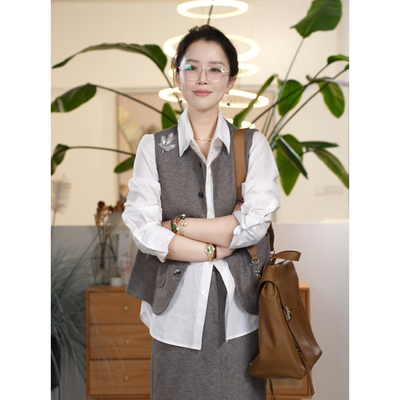 X【叭哒不惑】素序上  羊毛圆领复古马甲女时尚百搭叠穿马夹上衣