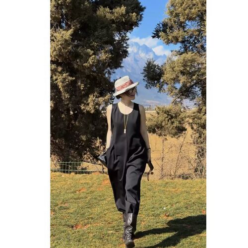 X【叭哒不惑】云雀 醋酸纯色百搭显瘦气质拉链连体裤宽松休闲裤