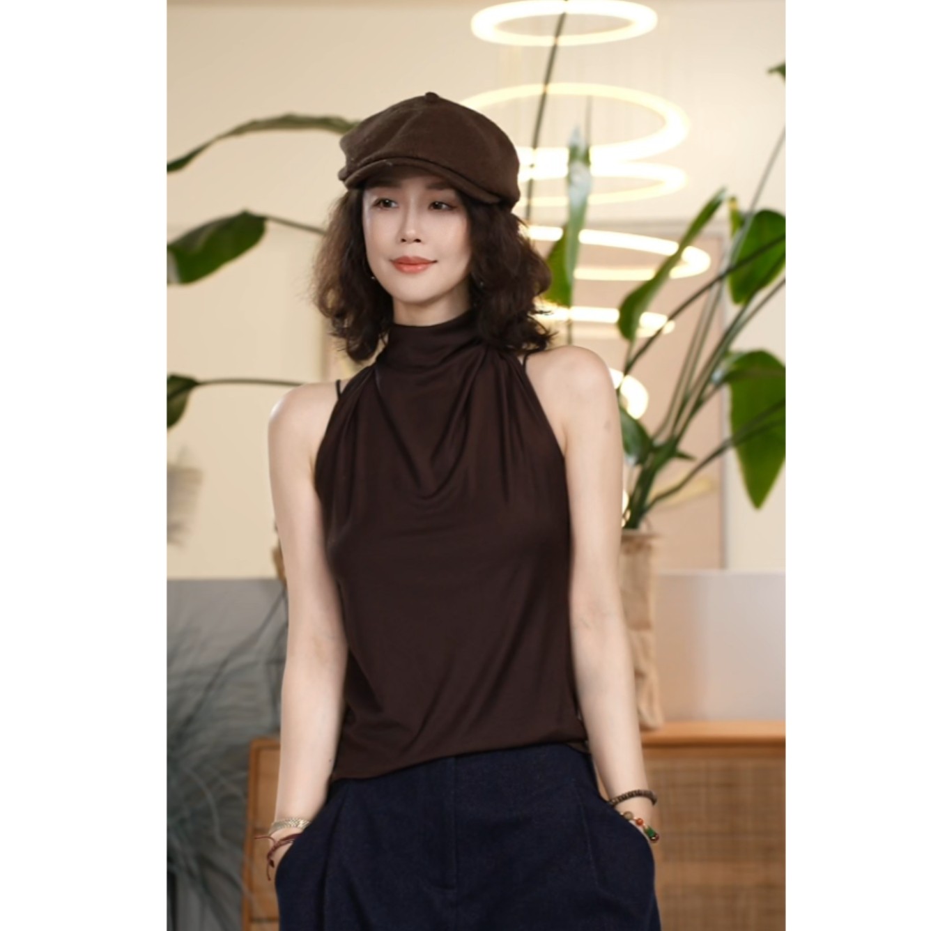 Y【叭哒不惑】热恋 三醋酸纯色修身背心脖带百搭打底无袖上衣,女装/女士精品,背心吊带,淘宝优惠券,粉丝福利购,淘宝优惠卷