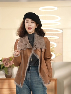 X库茵 叭哒不惑 窗外 小湖羊皮羊毛宽松休闲百搭时尚外套