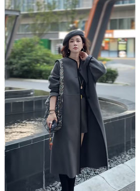 X【叭哒不惑】 山脉 绵羊毛时尚气质高级百搭宽松长款女士大衣