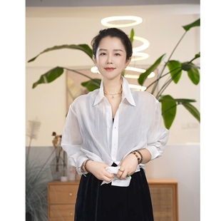 X【叭哒不惑】苎麻天丝简约舒适长袖衬衫女宽松百搭上衣