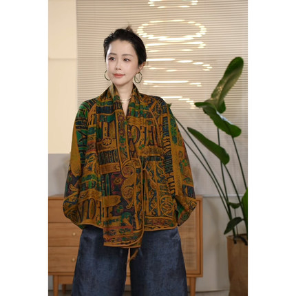 X【叭哒不惑】 怪咖 桑蚕丝新中式时尚宽松设计感上衣外套女