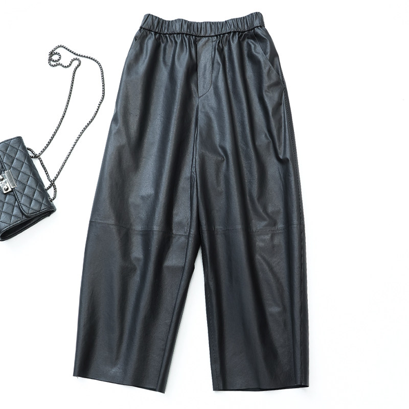 X库茵 叭哒不惑 少年 羊皮简约宽松休闲阔腿裤,女装/女士精品,皮裤,淘宝优惠券,粉丝福利购,淘宝优惠卷