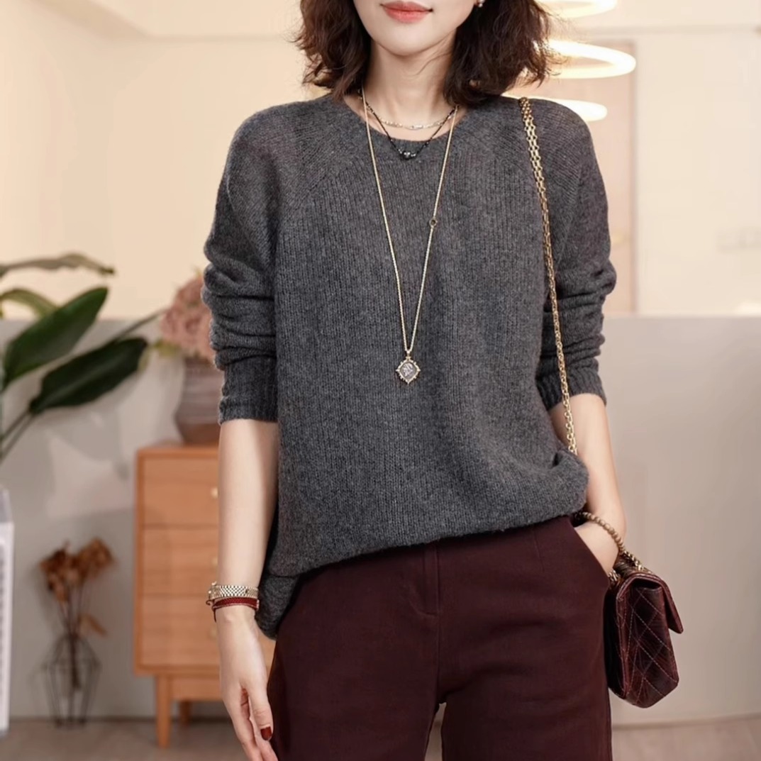 纯色长袖秋冬针织毛衣