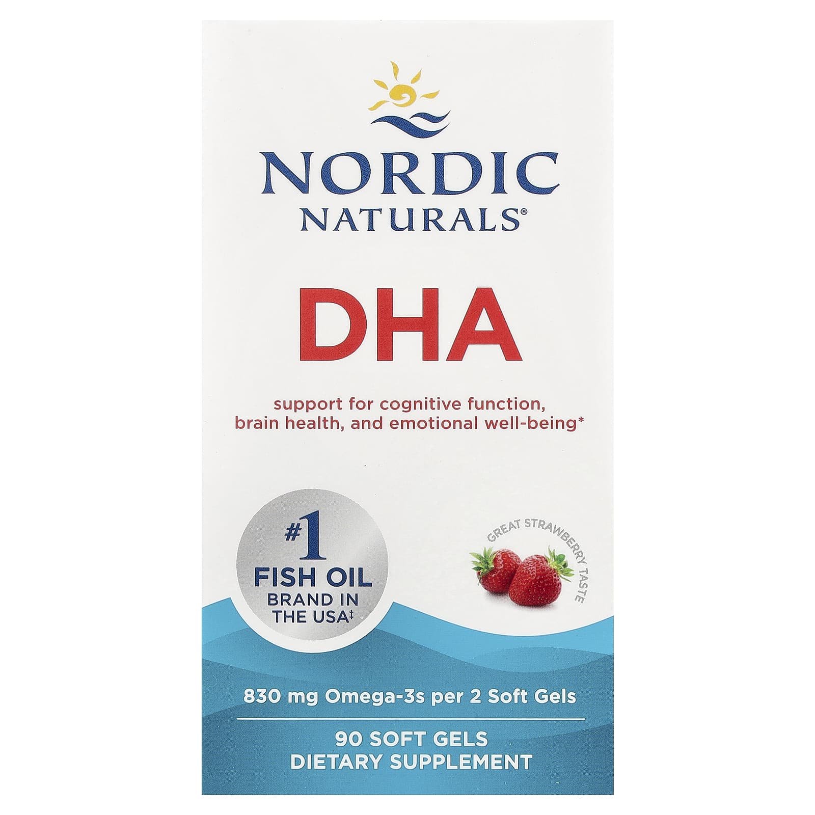 美国直邮NordicNaturals进口DHA高浓缩软胶囊自然鱼油90粒