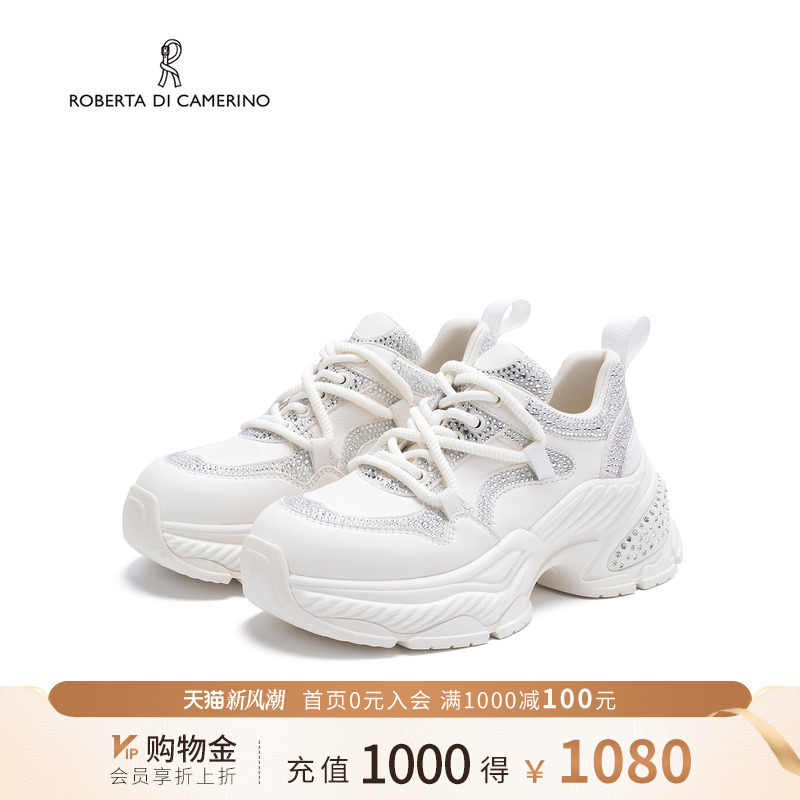 诺贝达秋季新款老爹鞋厚底松糕鞋水钻百搭运动鞋女鞋RCA255511