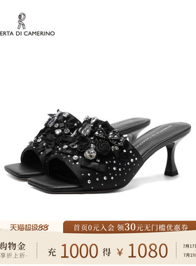 诺贝达时装拖鞋2026夏季新款水钻玫瑰花高跟气质女凉鞋RM264305