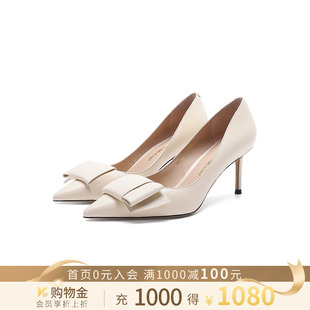 饰扣简约时尚 软糯羊皮浅口通勤高跟鞋 RWL230119 秋款 诺贝达女鞋
