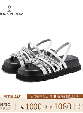 诺贝达新款一字带凉鞋水钻厚底2026夏季百搭舒适外穿女鞋RM267806