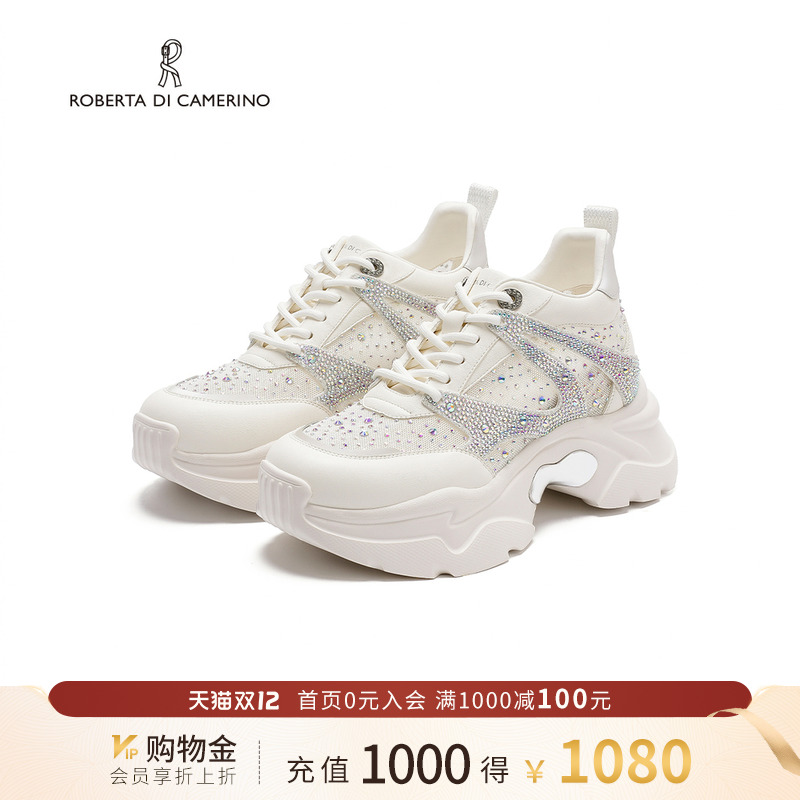 诺贝达增高百搭时尚女鞋2025夏季新款水钻厚底老爹鞋RCM255905