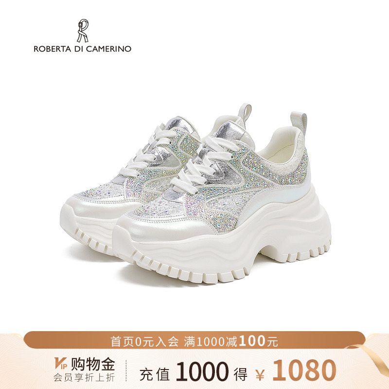 诺贝达新款水钻老爹鞋厚底内增高休闲时尚百搭运动女鞋RCL256001