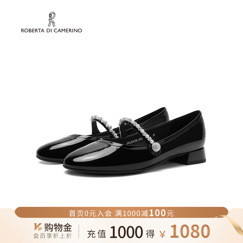 诺贝达新款玛丽珍鞋夏季法式复古晚宴水钻轻奢单鞋女RWL250100