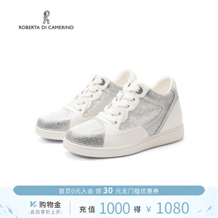 诺贝达新款休闲鞋2026春款女鞋透气网面闪钻白色运动鞋RCS265919