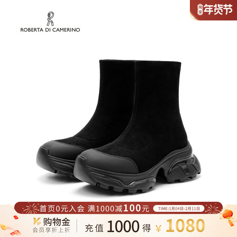 诺贝达冬季弹力靴气质显瘦女靴时尚百搭短靴中筒时装靴RA245402
