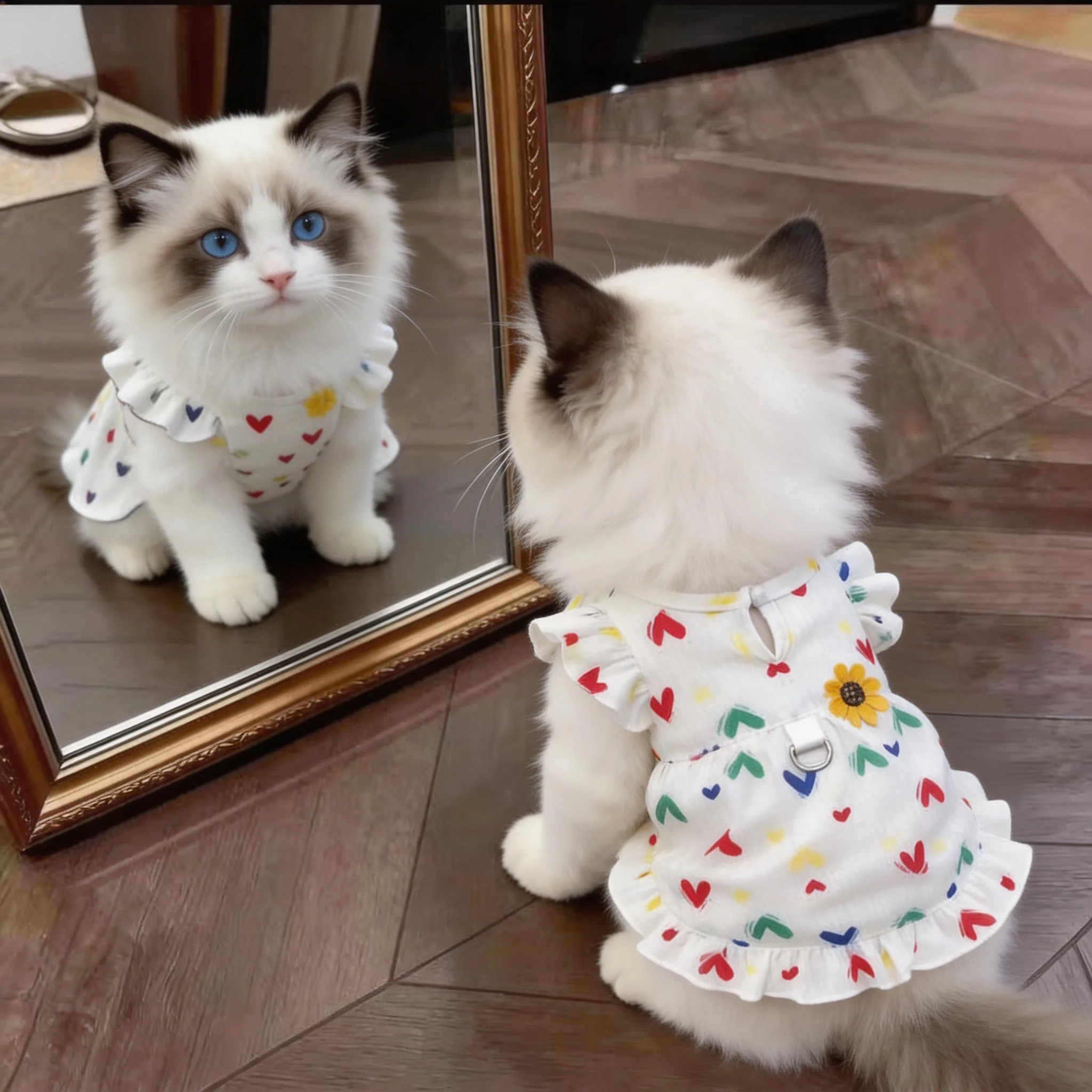 猫咪衣服夏季薄款透气金渐层布偶幼猫防掉毛宠物狗狗可牵引飞袖裙图片
