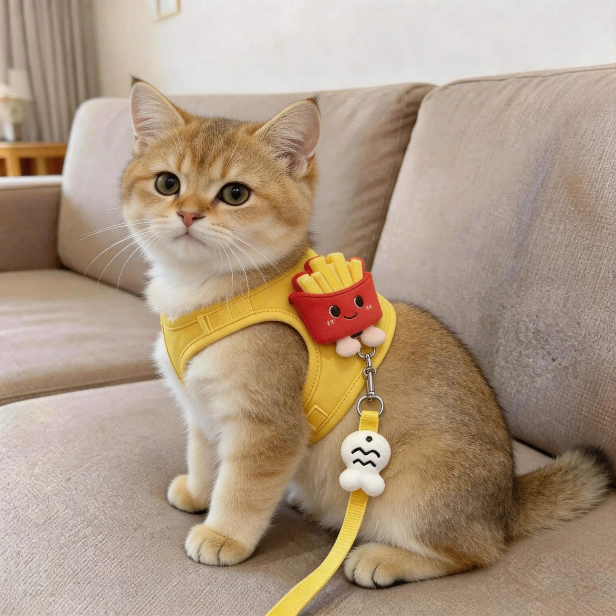 猫咪可爱胸背牵引绳金渐层布偶宠物狗狗外出防挣脱可伸缩遛宠绳图片