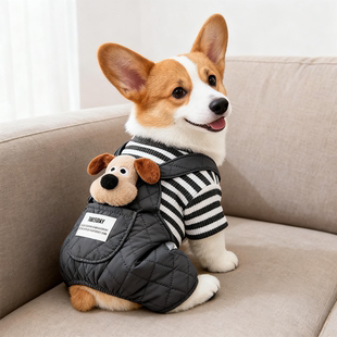 柯基狗狗衣服秋冬保暖加绒加厚卡通背带裤中小型犬泰迪过冬四脚衣