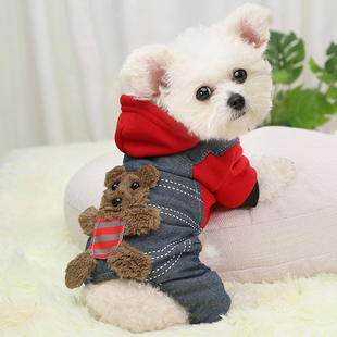 小型犬狗狗衣服秋冬装加厚搞怪四脚衣比熊博美雪纳瑞幼犬宠物用品