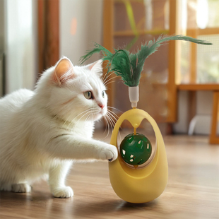 猫玩具逗猫棒羽毛铃铛发声不倒翁自嗨解闷神器小猫咪玩的宠物用品