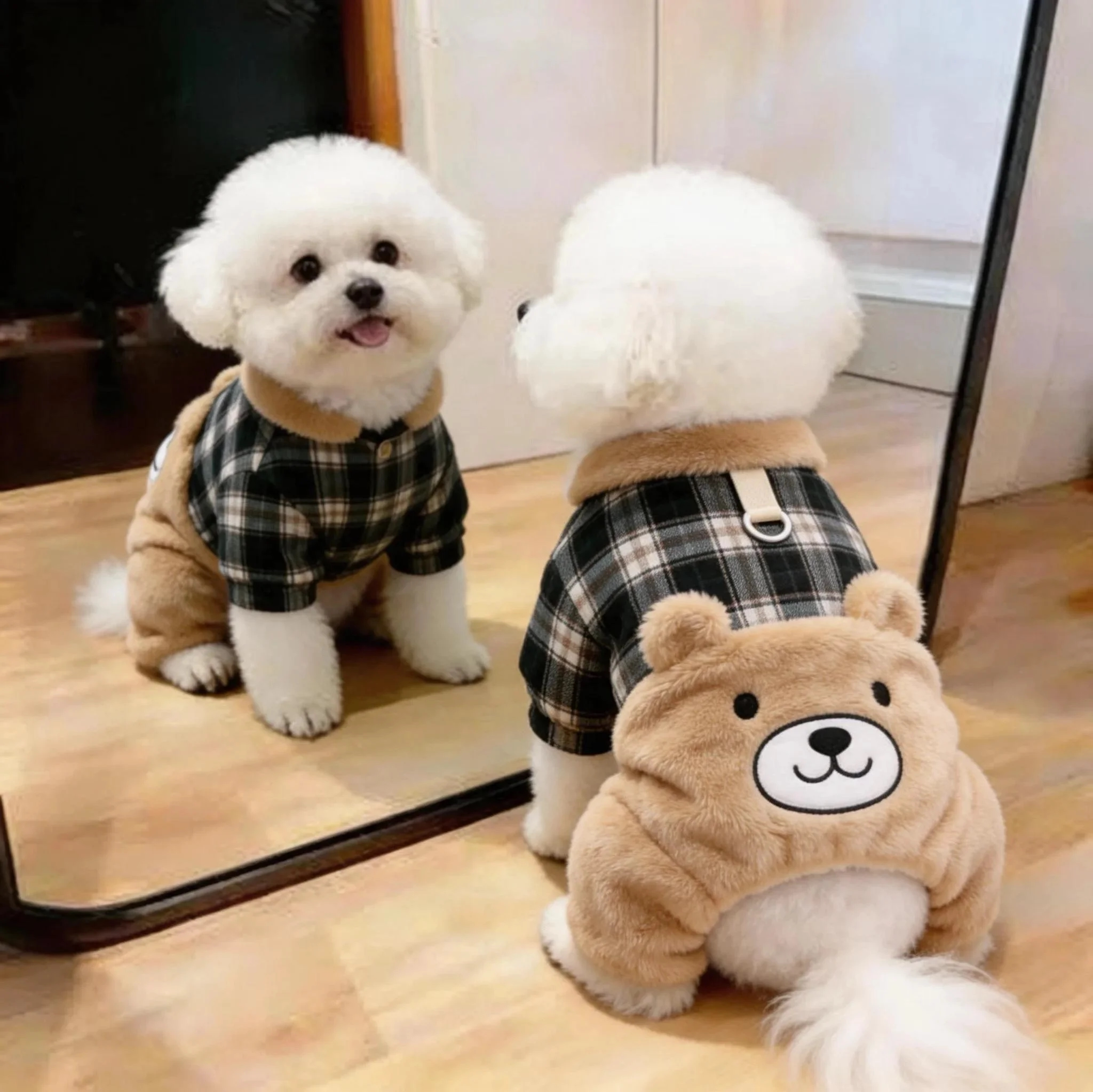 狗狗衣服四脚衣秋冬可爱保暖冬季加绒比熊博美泰迪宠物猫咪防掉毛